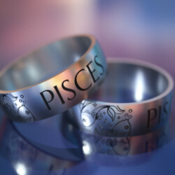 Кільце з титану зі знаком Зодіаку "Риби"