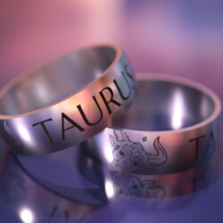 Кільце з титану зі знаком Зодіаку "Телець"