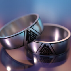 Кільце з титану із символом "Валькнут"